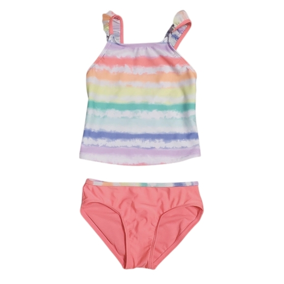 NWT Cat & Jack Girl's 2 PC Tie-Dye Tankini Swimsuit XS 4/5 - Picture 1 of 6
